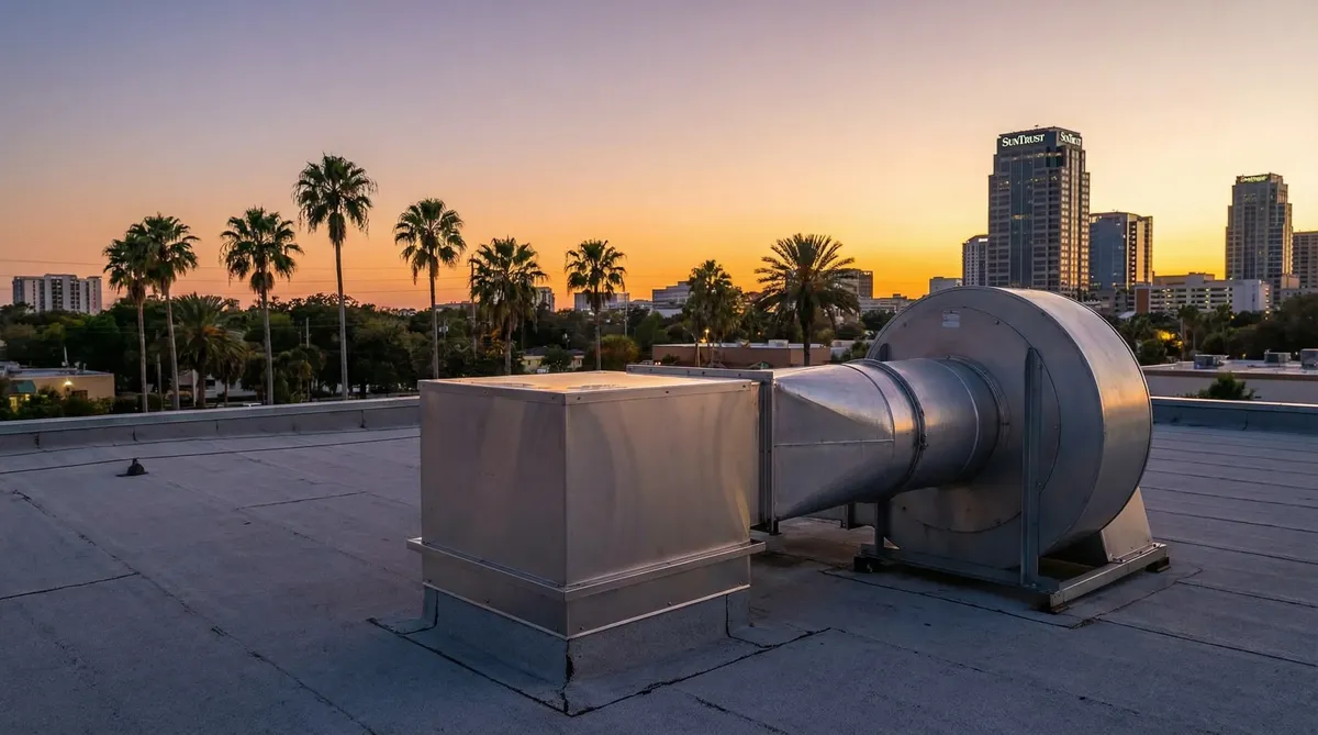 Rooftop grease containment service for commercial kitchen exhaust systems